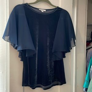 THML velvet flutter sleeve top